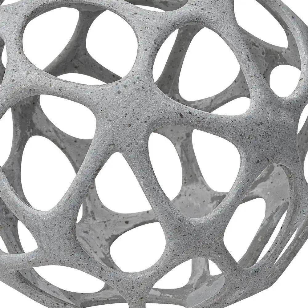 Light Gray Metal Hollow Orb Sculpture - Homeroots - Flyclothing LLC