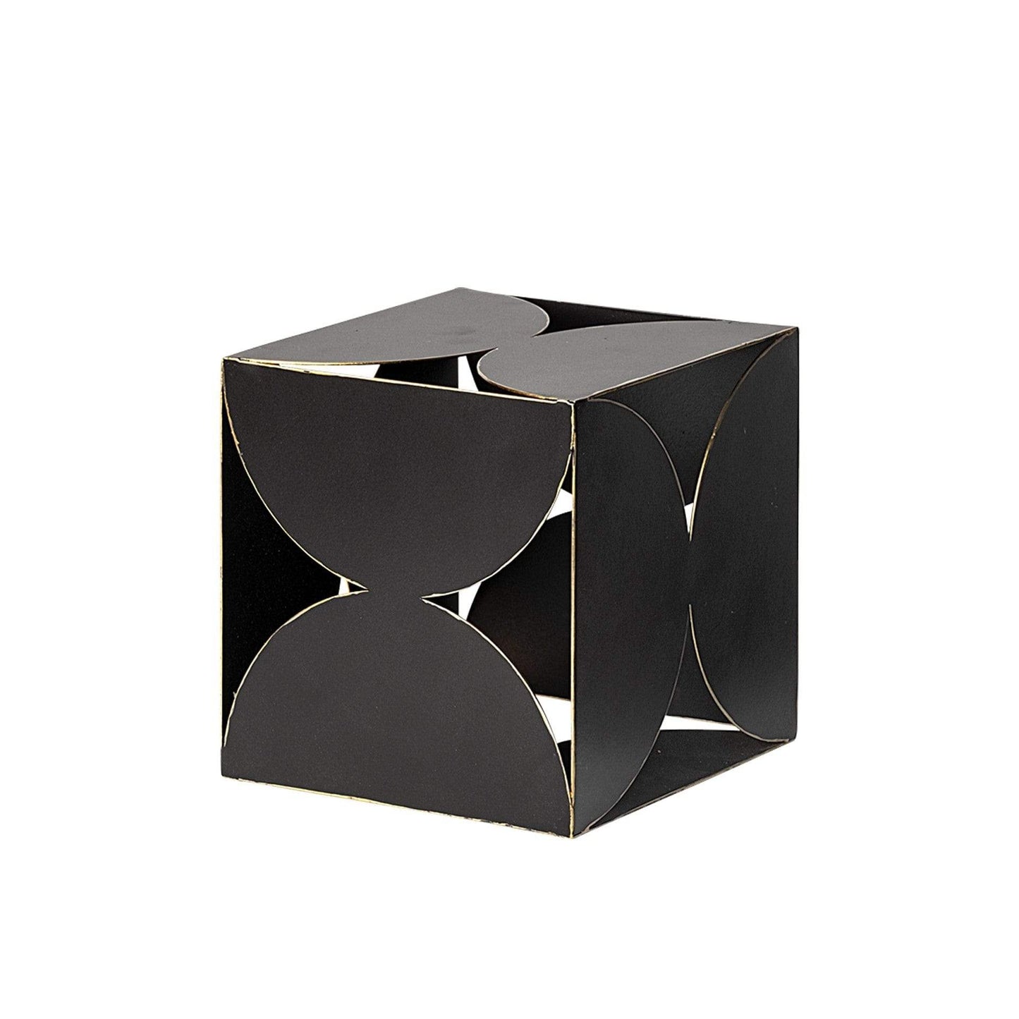 6" Contemporary Black Metal Geo Cube Sculpture - Homeroots - Flyclothing LLC