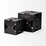 6" Contemporary Black Metal Geo Cube Sculpture - Homeroots - Flyclothing LLC