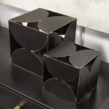 6" Contemporary Black Metal Geo Cube Sculpture - Homeroots - Flyclothing LLC