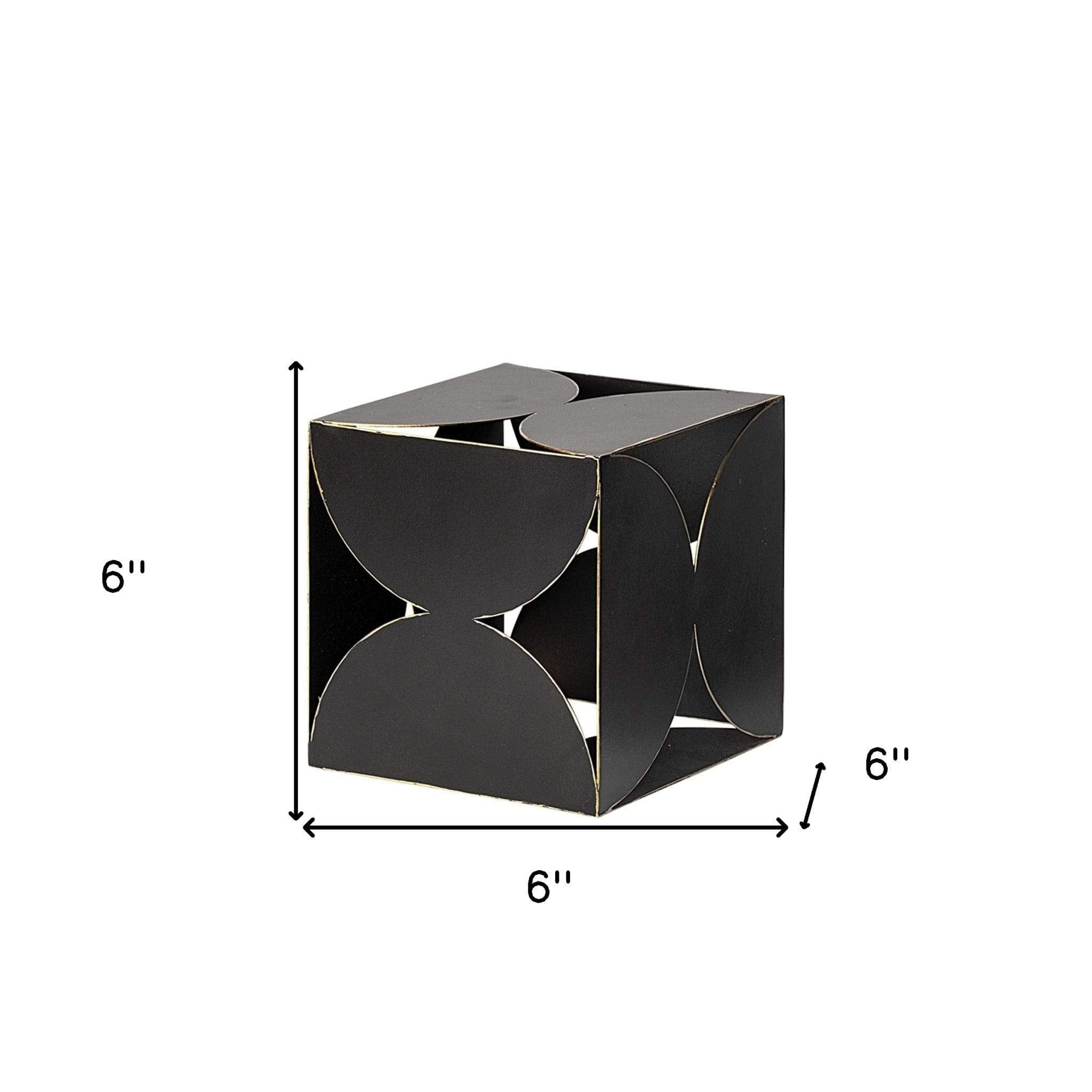 6" Contemporary Black Metal Geo Cube Sculpture - Homeroots - Flyclothing LLC