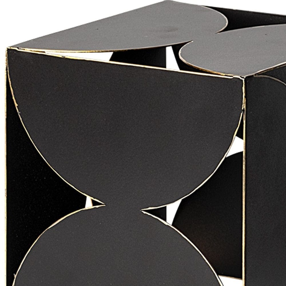 6" Contemporary Black Metal Geo Cube Sculpture - Homeroots - Flyclothing LLC