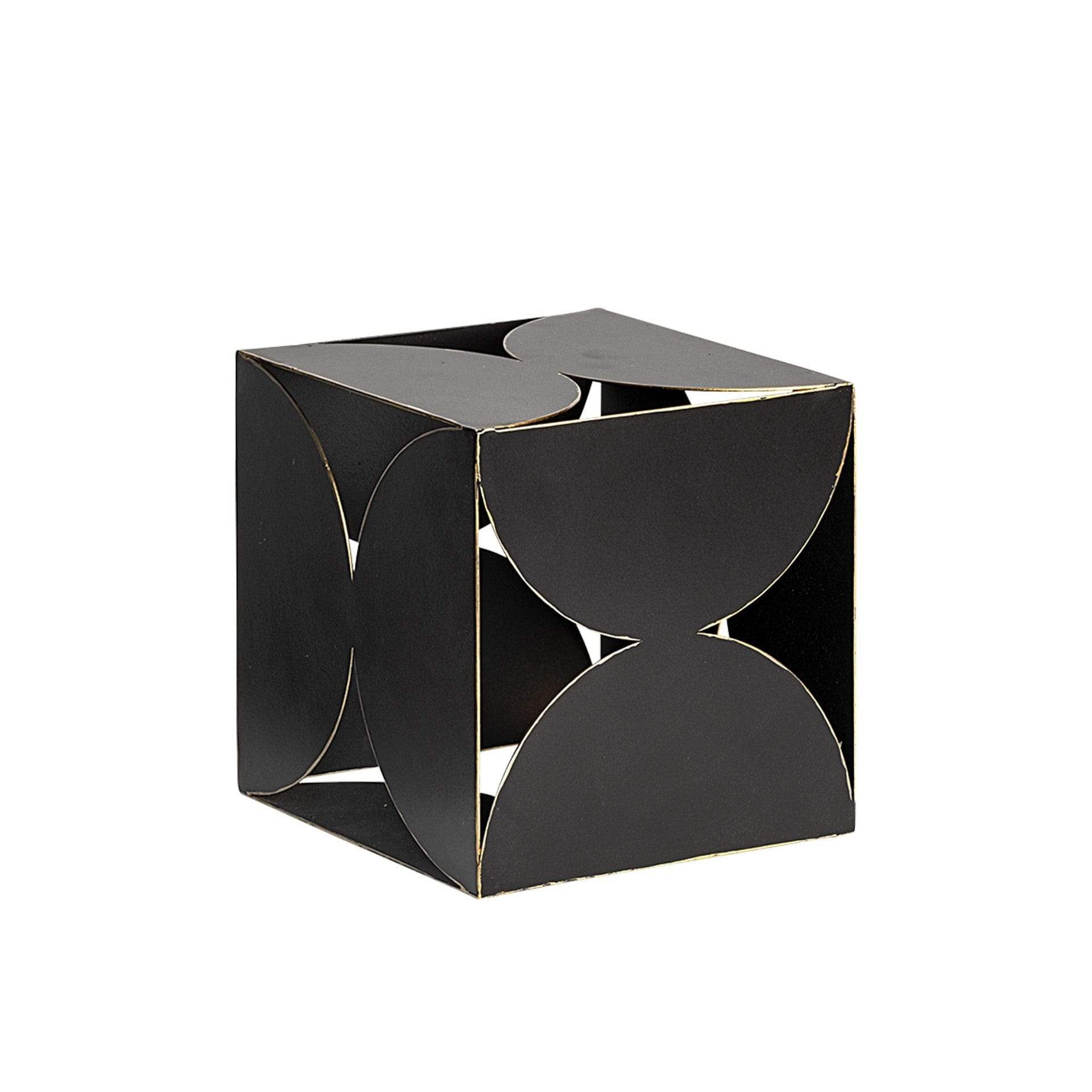 6" Contemporary Black Metal Geo Cube Sculpture - Homeroots - Flyclothing LLC