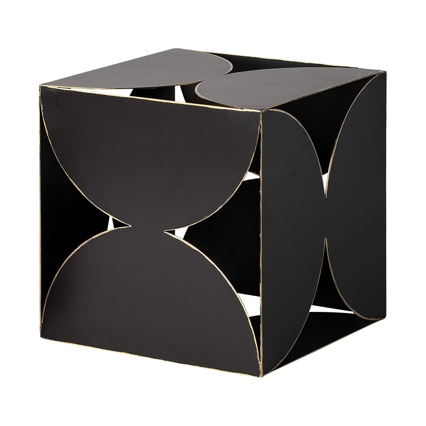8" Contemporary Black Metal Geo Cube Sculpture - Homeroots - Flyclothing LLC