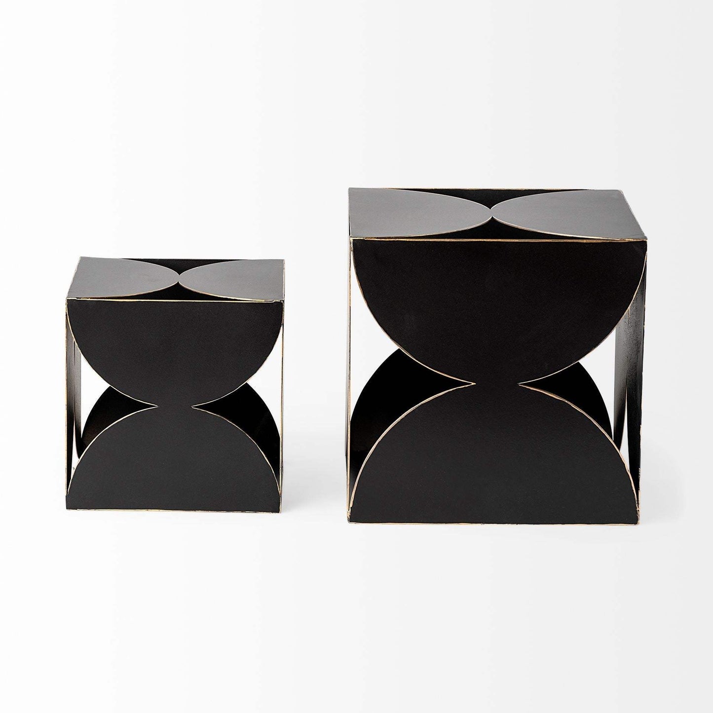 8" Contemporary Black Metal Geo Cube Sculpture - Homeroots - Flyclothing LLC