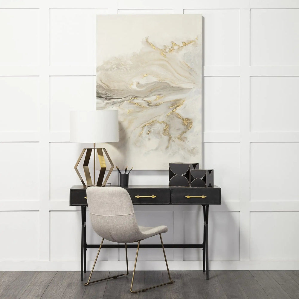 8" Contemporary Black Metal Geo Cube Sculpture - Homeroots