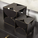 8" Contemporary Black Metal Geo Cube Sculpture - Homeroots - Flyclothing LLC