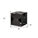 8" Contemporary Black Metal Geo Cube Sculpture - Homeroots - Flyclothing LLC