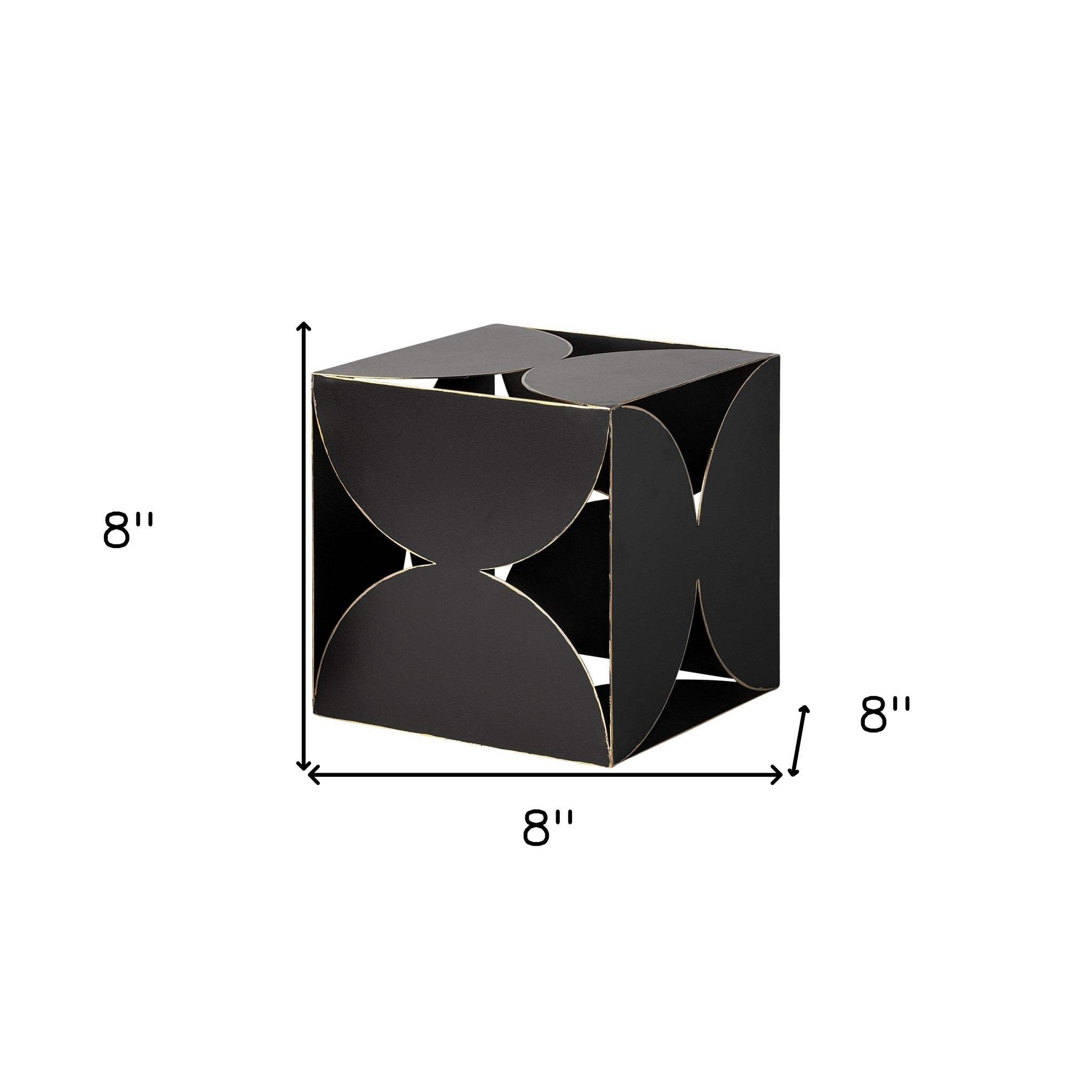 8" Contemporary Black Metal Geo Cube Sculpture - Homeroots - Flyclothing LLC