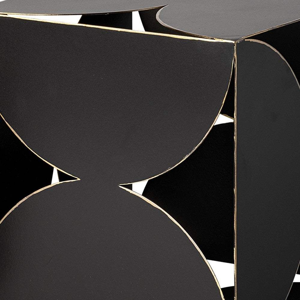 8" Contemporary Black Metal Geo Cube Sculpture - Homeroots - Flyclothing LLC