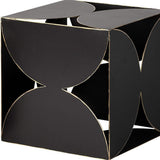 8" Contemporary Black Metal Geo Cube Sculpture - Homeroots - Flyclothing LLC