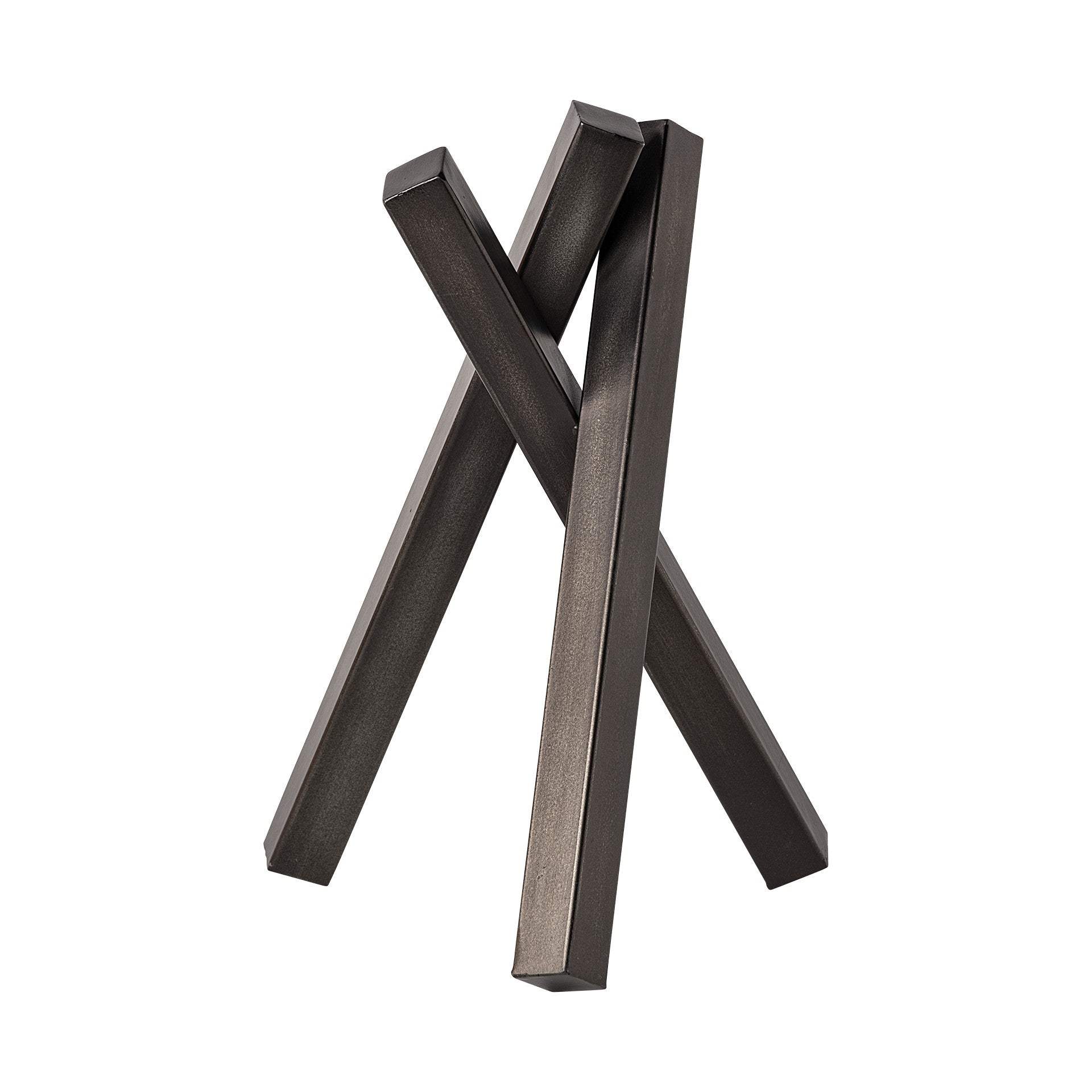 12" Gunmetal Gray Metal Abstract Geometric Tabletop Sculpture - Homeroots - Flyclothing LLC