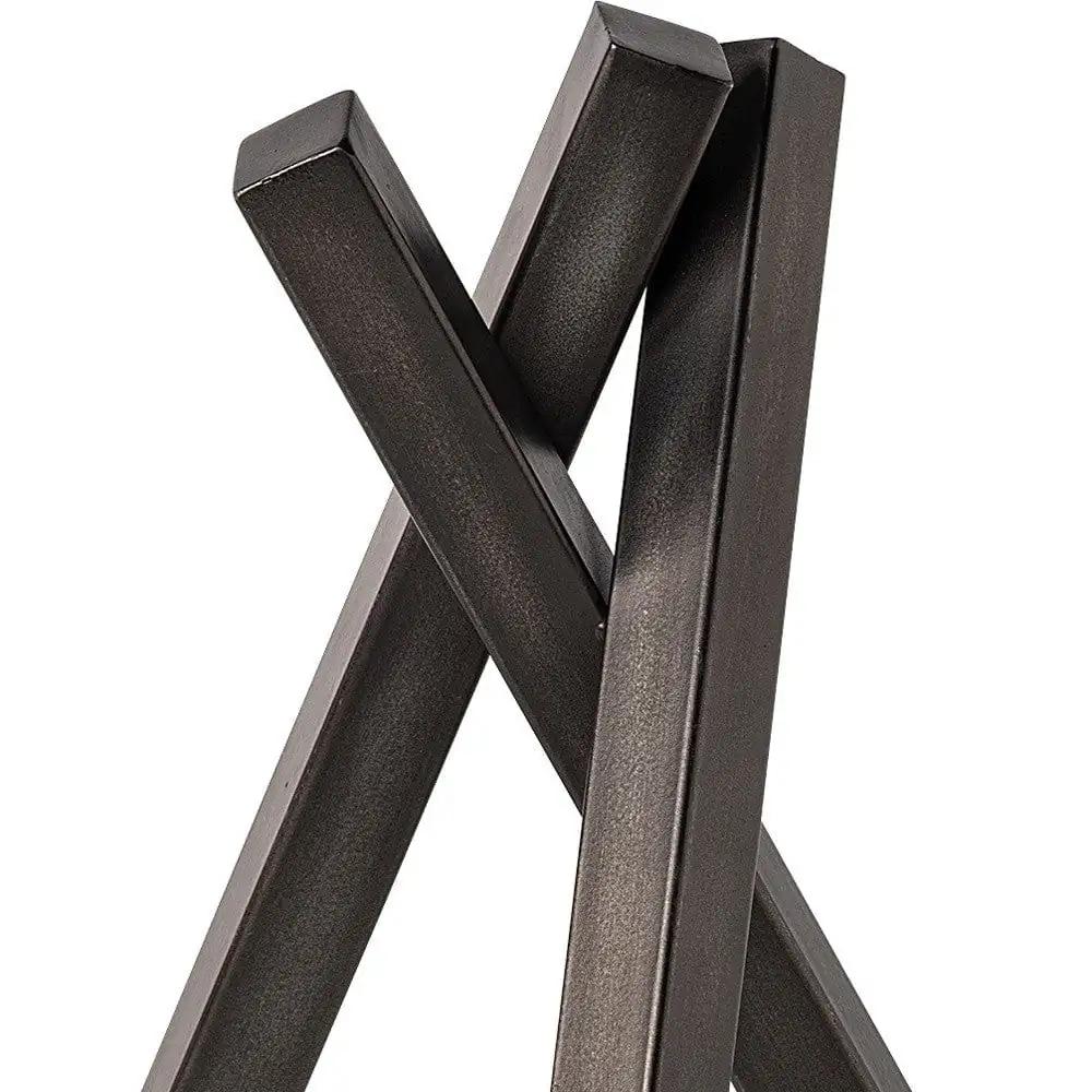 12" Gunmetal Gray Metal Abstract Geometric Tabletop Sculpture - Homeroots