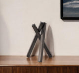 12" Gunmetal Gray Metal Abstract Geometric Tabletop Sculpture - Homeroots - Flyclothing LLC