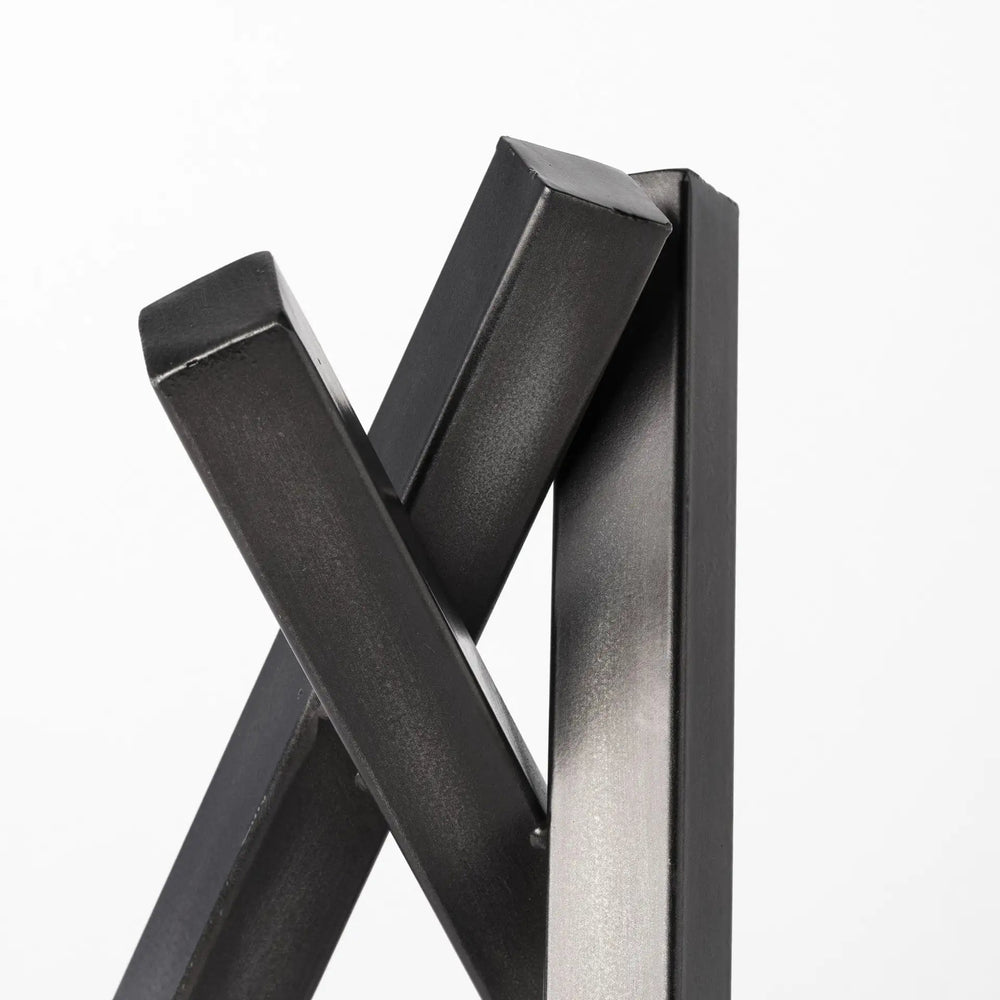 12" Gunmetal Gray Metal Abstract Geometric Tabletop Sculpture - Homeroots