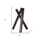 12" Gunmetal Gray Metal Abstract Geometric Tabletop Sculpture - Homeroots - Flyclothing LLC