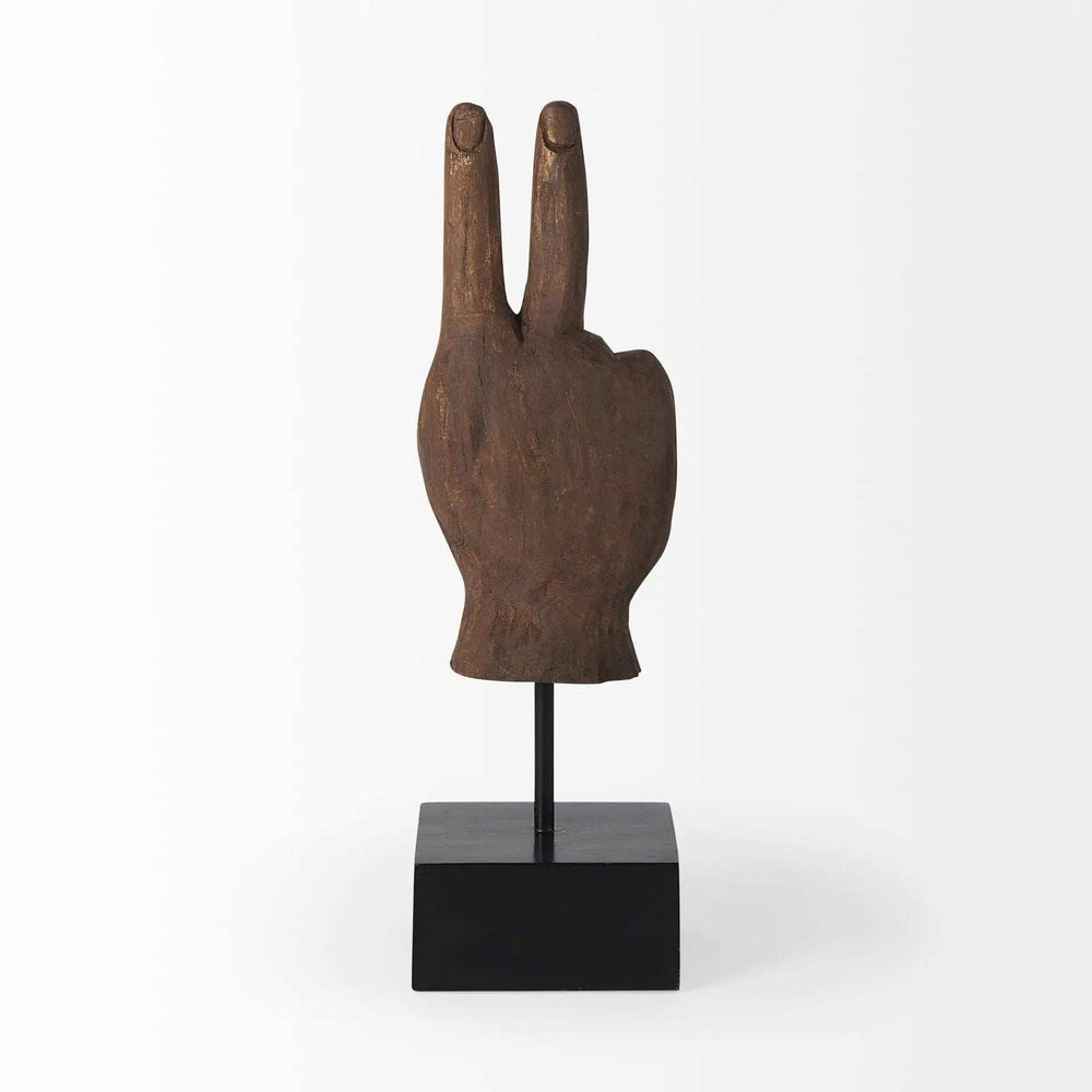 Dark Brown Wooden Peace Sign Decor Piece - Homeroots - Flyclothing LLC