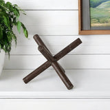 5" Brown Rustic Metal X Decorative Tabletop Sculpture - Homeroots