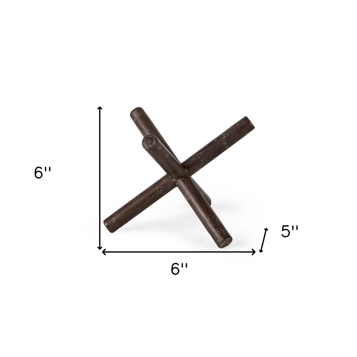 5" Brown Rustic Metal X Decorative Tabletop Sculpture - Homeroots - Flyclothing LLC