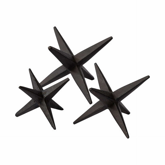 Set of Three Black Cast Iron Star Tabletop Sculptures - Homeroots