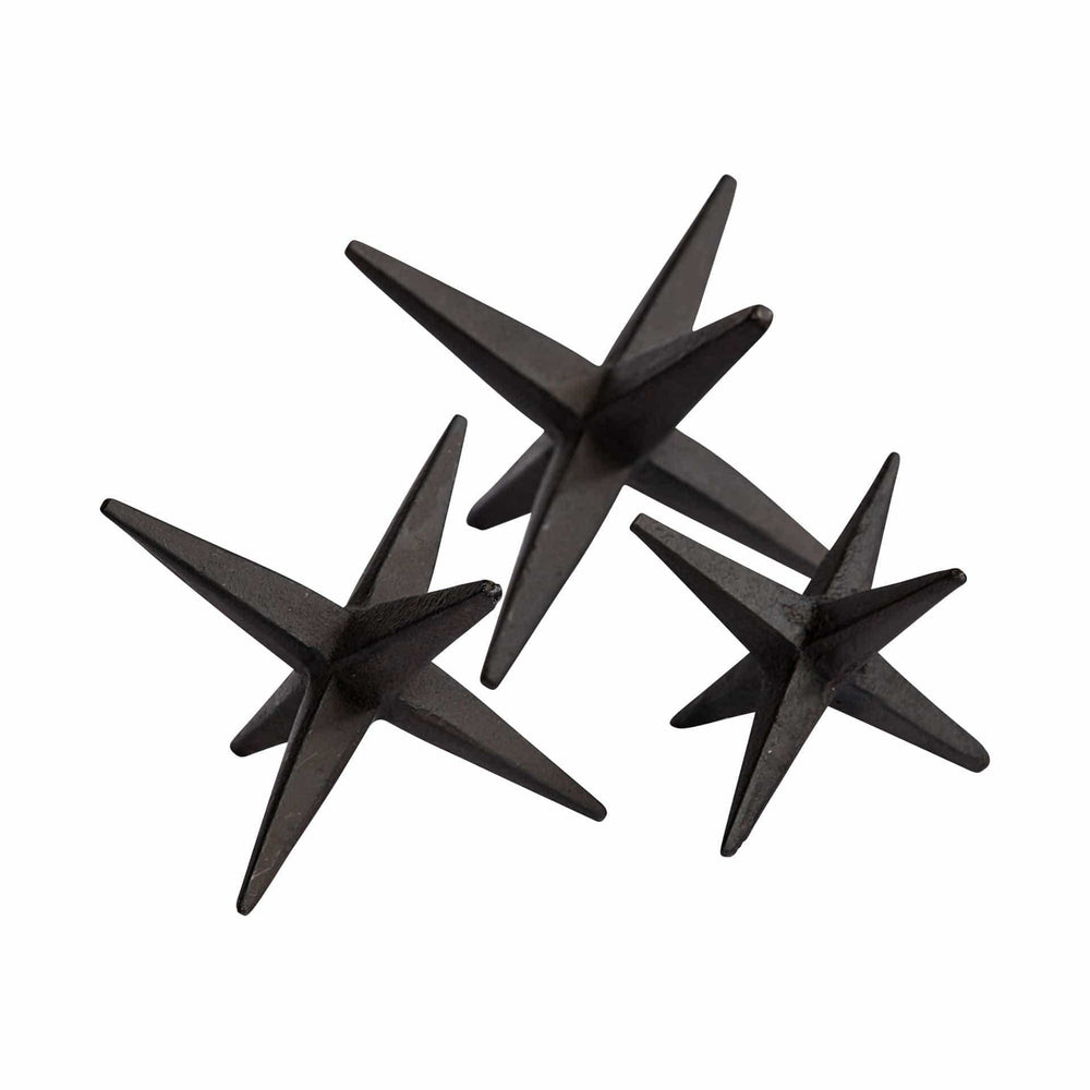 Set of Three Black Cast Iron Star Tabletop Sculptures - Homeroots - Flyclothing LLC