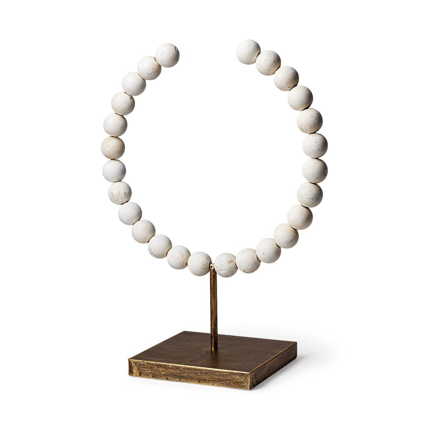 16" White and Gold Wood and Metal Modern Abstract Tabletop Sculpture - Homeroots - Flyclothing LLC