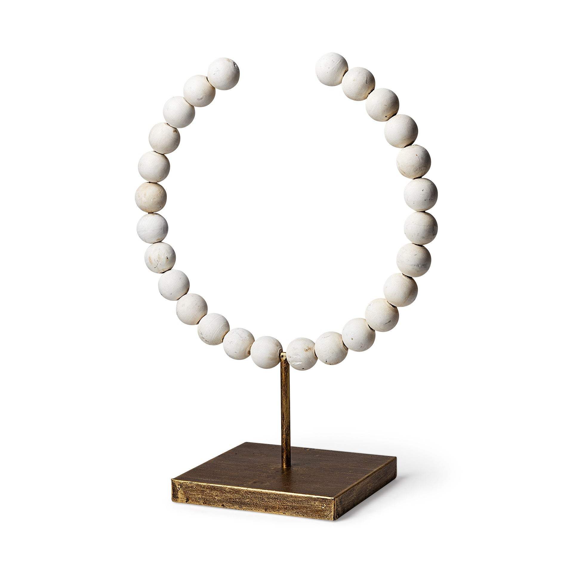 16" White and Gold Wood and Metal Modern Abstract Tabletop Sculpture - Homeroots - Flyclothing LLC