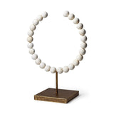 16" White and Gold Wood and Metal Modern Abstract Tabletop Sculpture - Homeroots