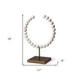 16" White and Gold Wood and Metal Modern Abstract Tabletop Sculpture - Homeroots - Flyclothing LLC