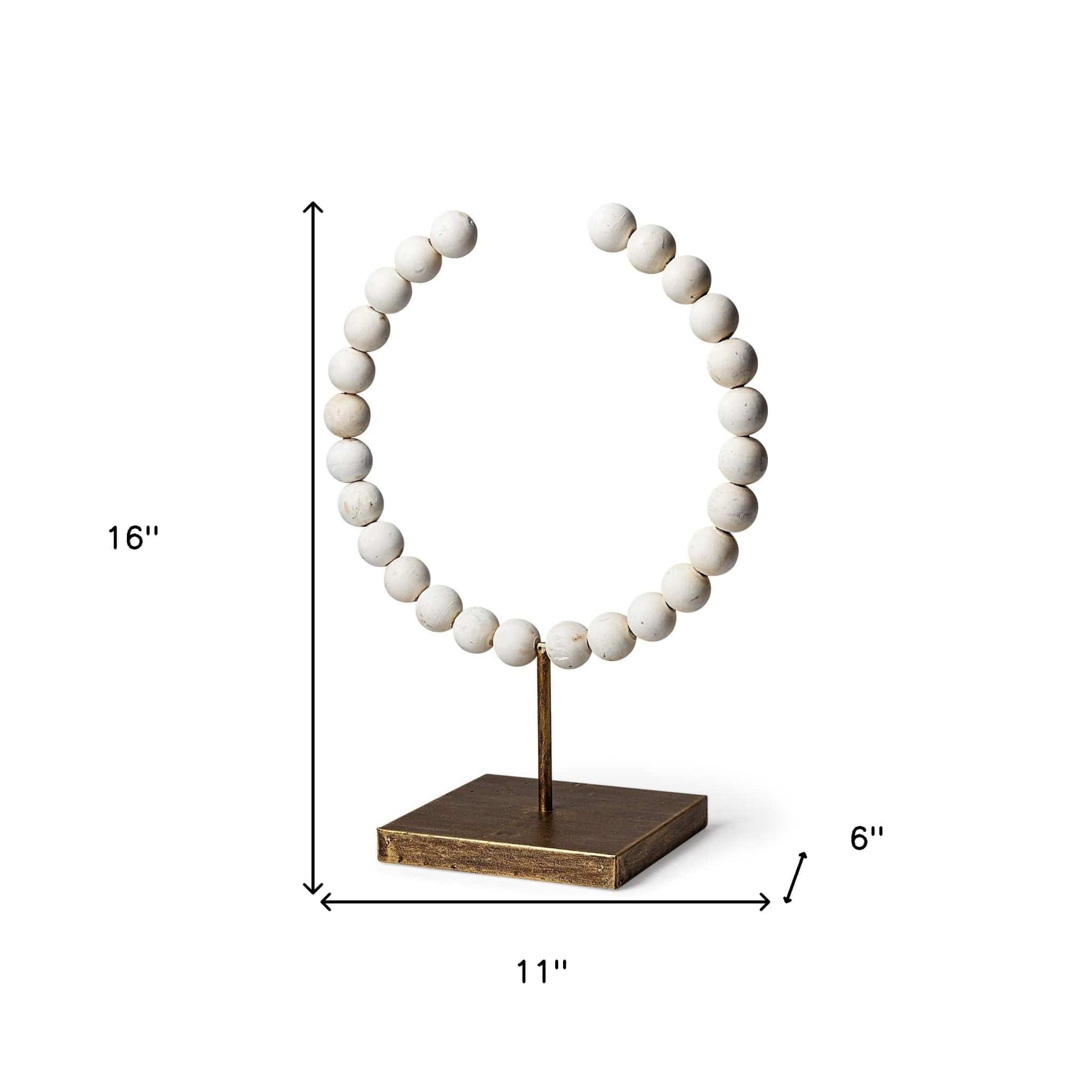 16" White and Gold Wood and Metal Modern Abstract Tabletop Sculpture - Homeroots - Flyclothing LLC