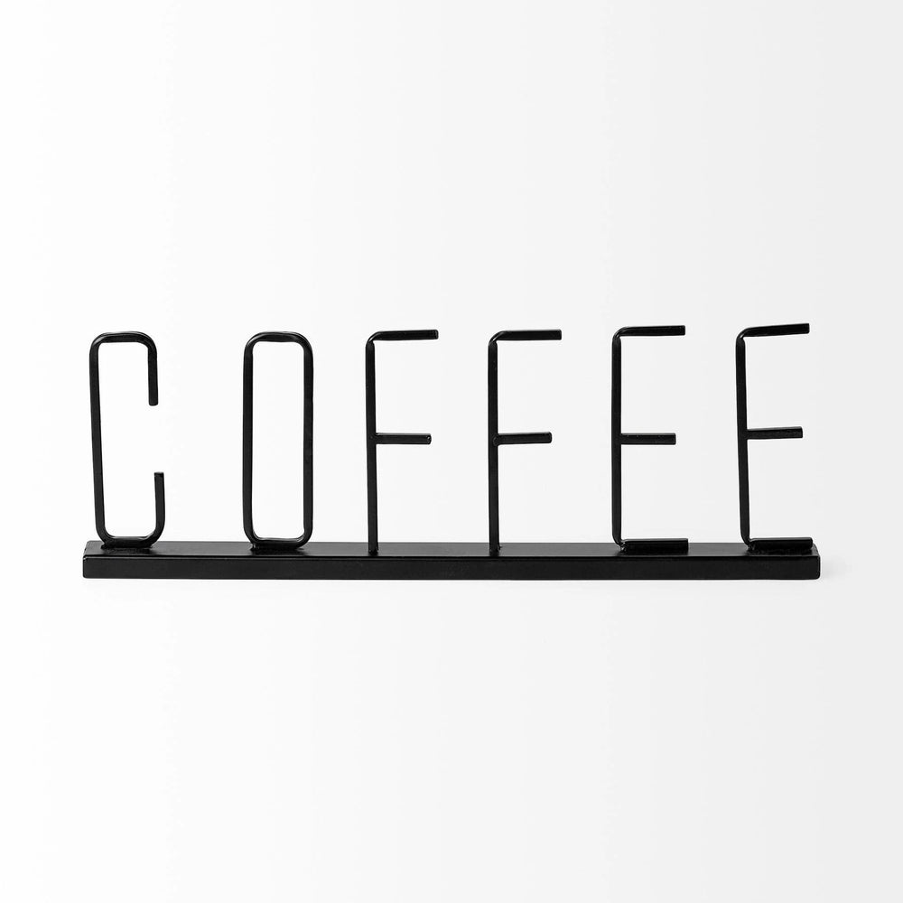 5" Black Metal Coffee Tabletop Sign - Homeroots
