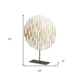 17" Contemporary Rustic Gold Flat Round Sculpture - Homeroots