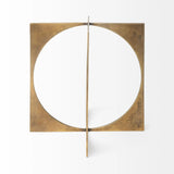 10" Burnished Gold Metal Circle Square Sculpture - Homeroots