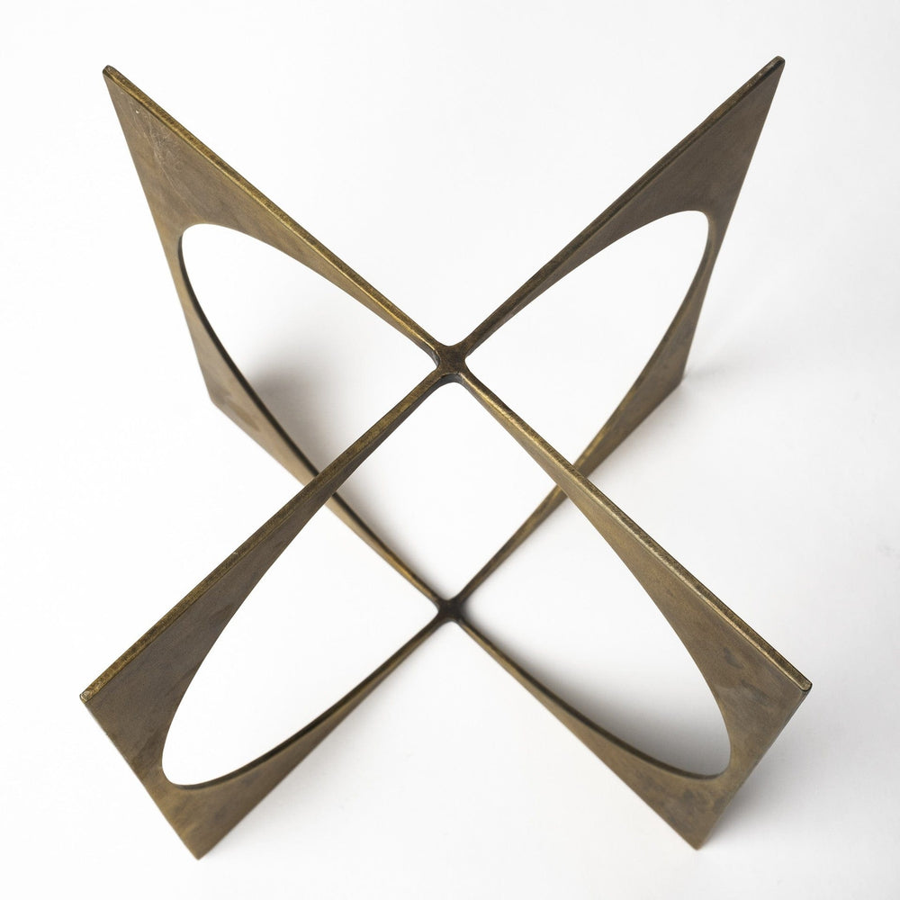 10" Burnished Gold Metal Circle Square Sculpture - Homeroots
