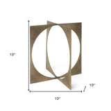 10" Burnished Gold Metal Circle Square Sculpture - Homeroots
