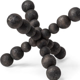 9" Black Beaded Wooden Decorative Jack Tabletop Sculpture - Homeroots