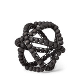 9" Black Wooden Bead And Metal Orb Sculpture - Homeroots - Flyclothing LLC