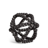 9" Black Wooden Bead And Metal Orb Sculpture - Homeroots - Flyclothing LLC