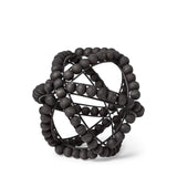 9" Black Wooden Bead And Metal Orb Sculpture - Homeroots