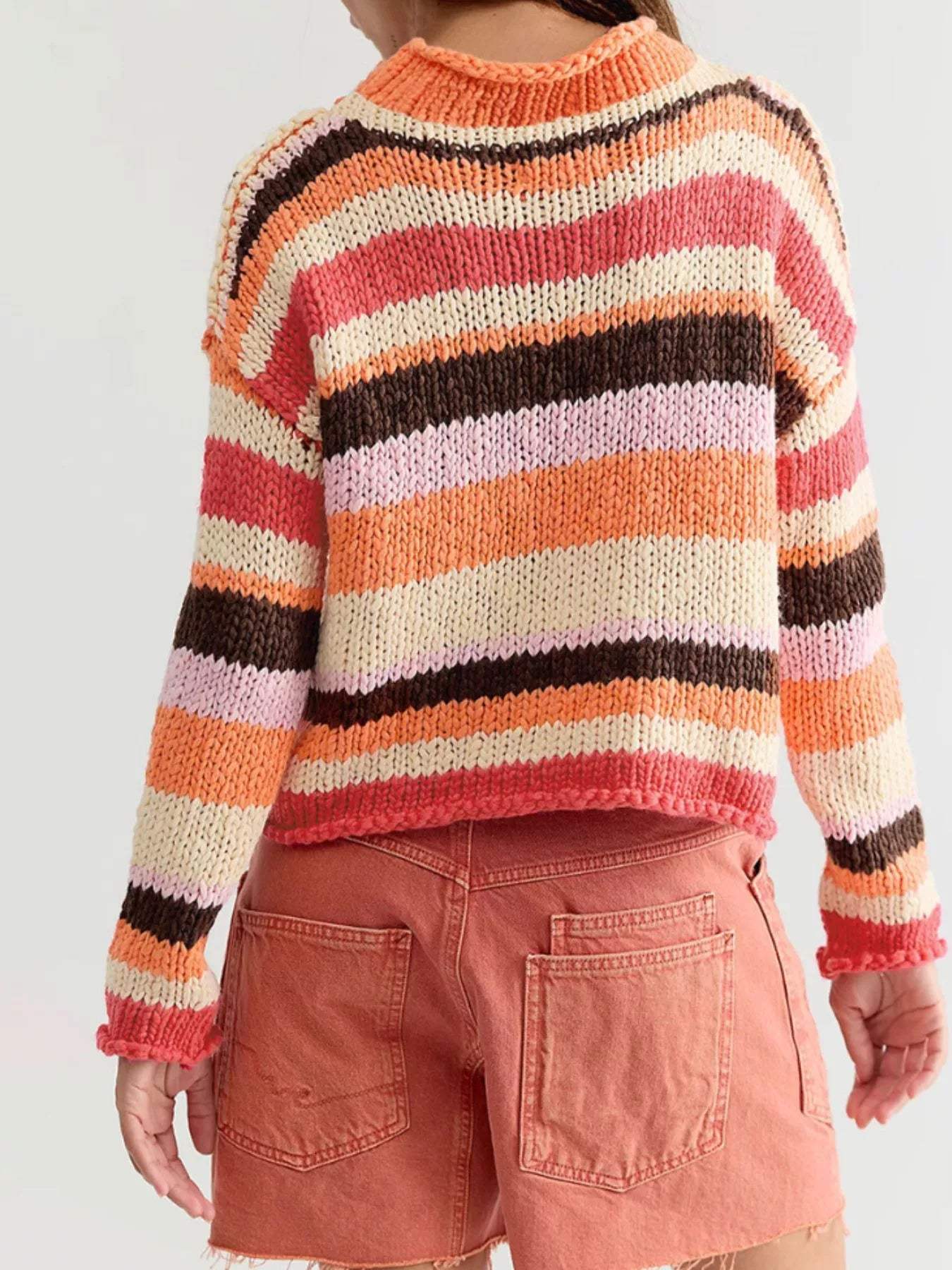 Chunky Knit Striped Sweater - Trendsi - Flyclothing LLC