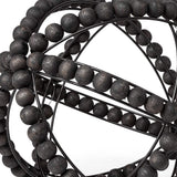 11" Black Wooden Bead And Metal Orb Sculpture - Homeroots - Flyclothing LLC
