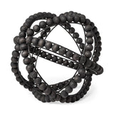 11" Black Wooden Bead And Metal Orb Sculpture - Homeroots