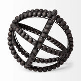 11" Black Wooden Bead And Metal Orb Sculpture - Homeroots - Flyclothing LLC