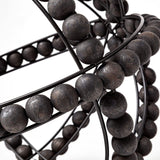 11" Black Wooden Bead And Metal Orb Sculpture - Homeroots - Flyclothing LLC