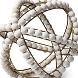 11" White Wood Bead And Gold Orb Sculpture - Homeroots - Flyclothing LLC