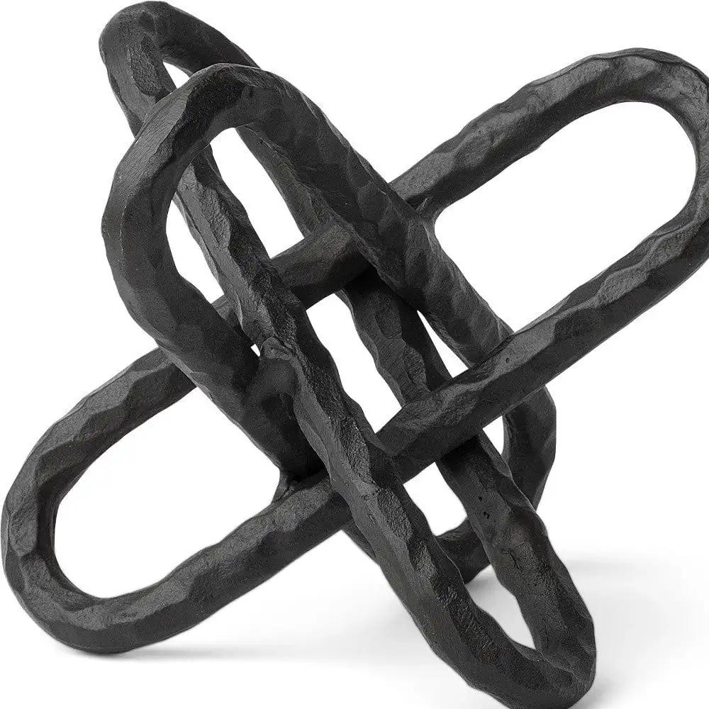 10" Black Metal Chain Link Tabletop Sculpture - Homeroots