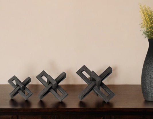 Set Of Three Black Metal Decorative Jacks - Homeroots