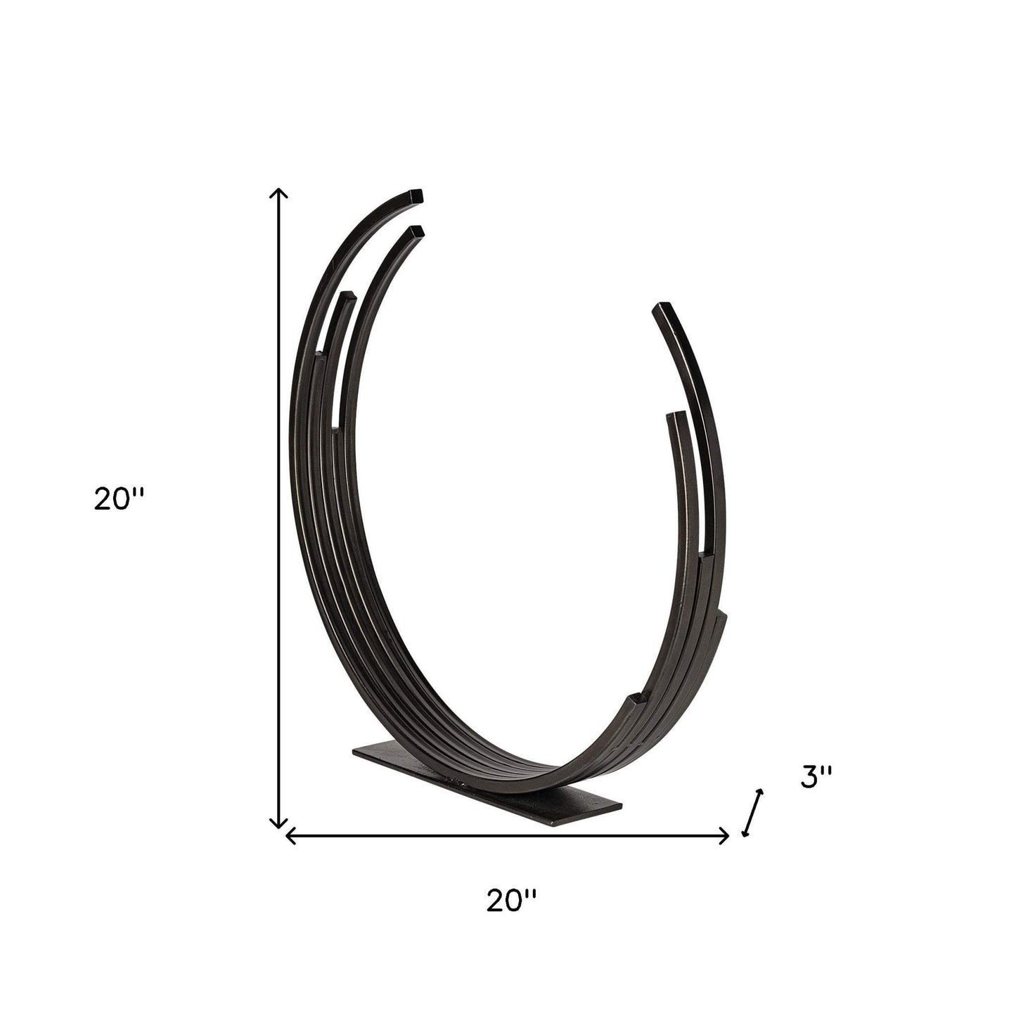 20" Black Iron Modern Abstract Tabletop Sculpture - Homeroots - Flyclothing LLC