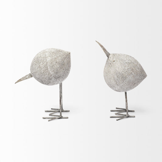 Off White Resin Bent Bird Sculpture - Homeroots