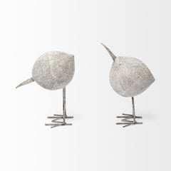 Off White Resin Bent Bird Sculpture - Homeroots